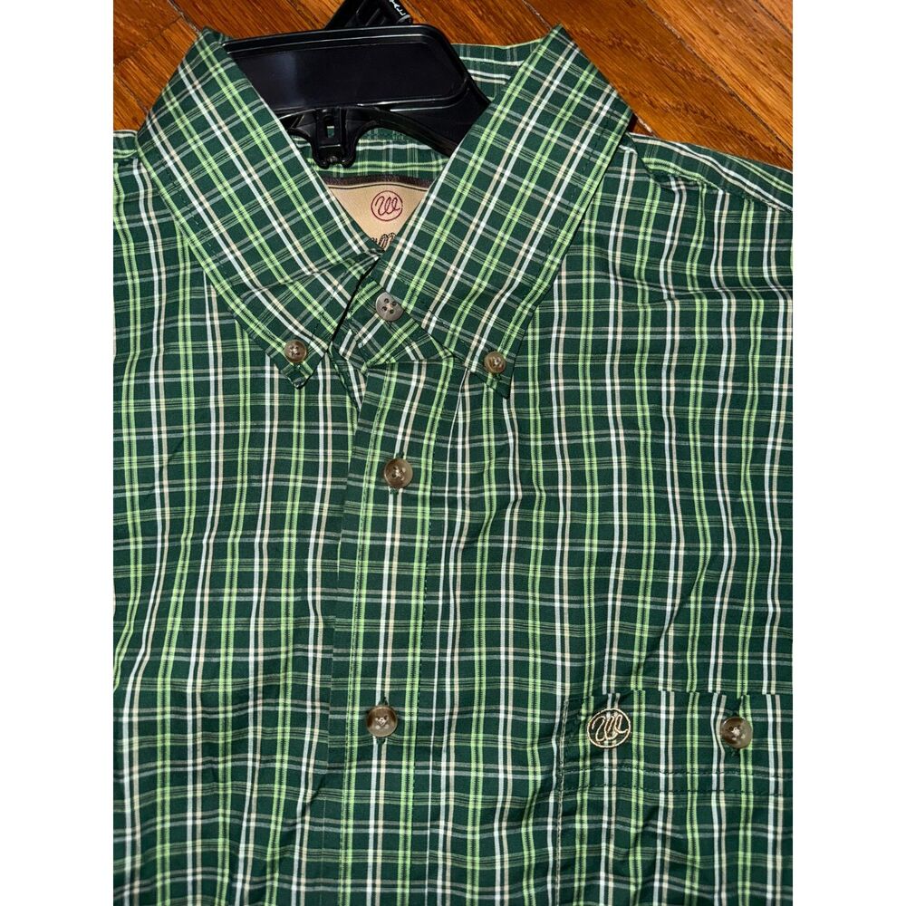 Men’s Wrangler Plaid Button Down Shirt | Green, Lime & White | Long Sleeve | XXL